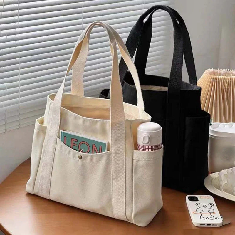 Large Capacity Canvas Tote Bags for Work Commuting Carrying Bag College Style Student Outfit Book Shoulder Bag Bolsos Para Mujer